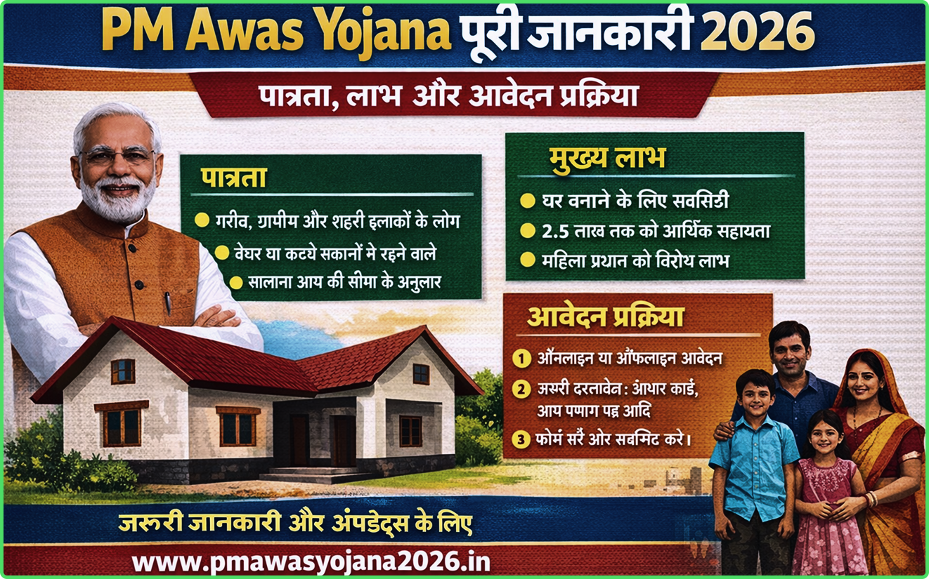 PM Awas Yojana पूरी जानकारी 2026  पात्रता, लाभ और आवेदन प्रक्रिया